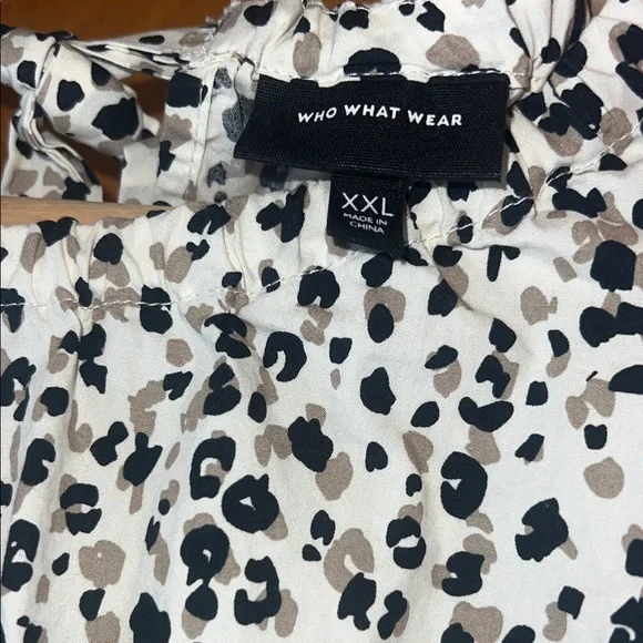 Who What Wear Lightweight Cotton Leopard Print Tiered Dress w/ Pockets - Picture 2 of 8